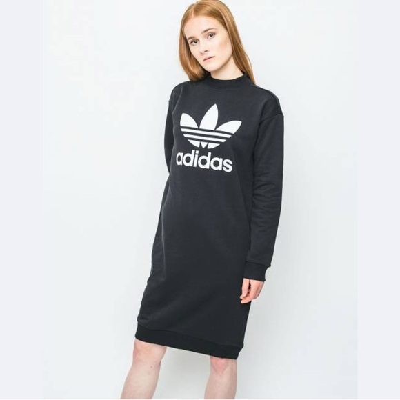 adidas Originals Trefoil Crew Neck Dress In Black - Picture 4 of 14